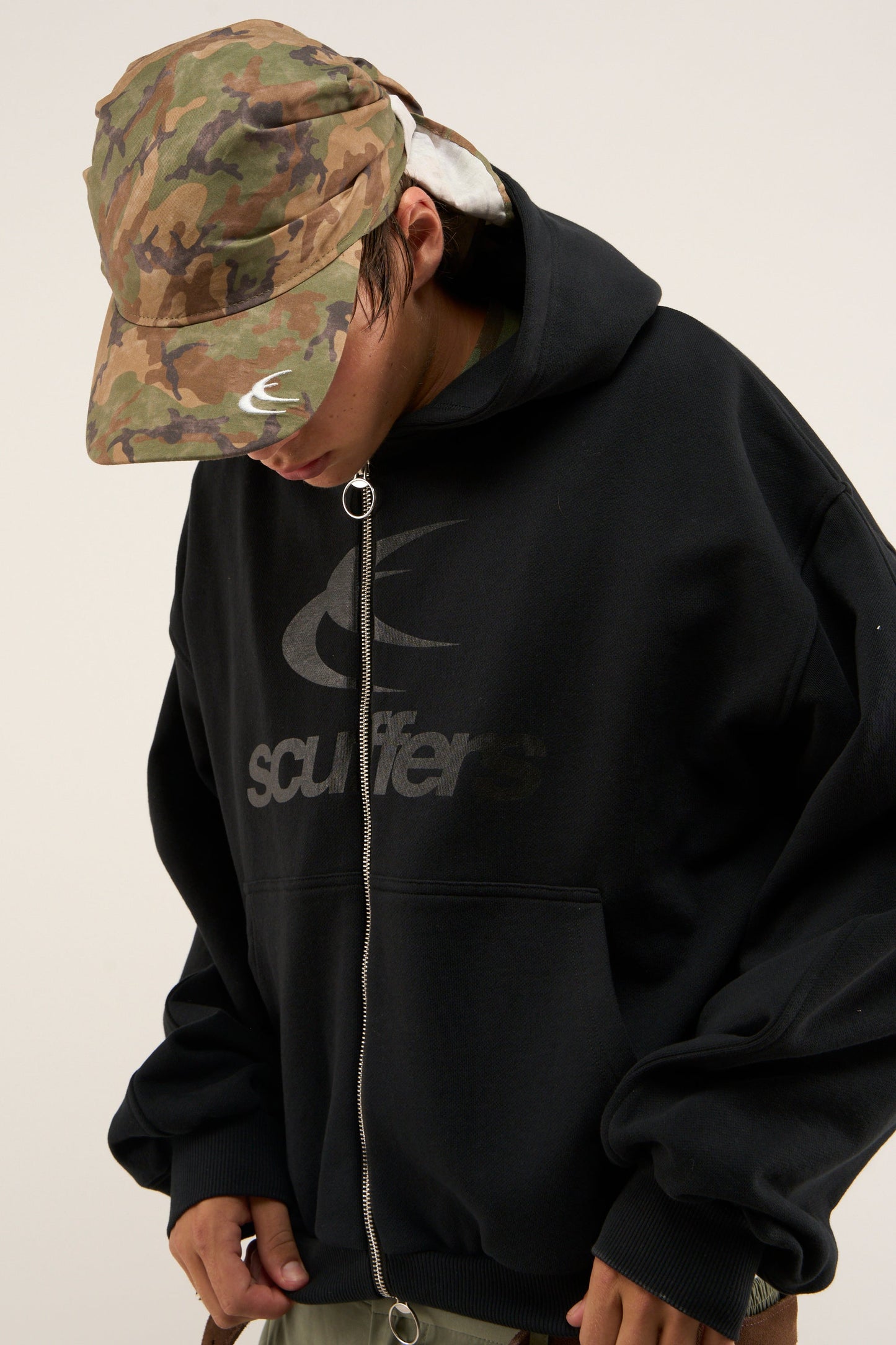 Logo Black Zipped Hoodie