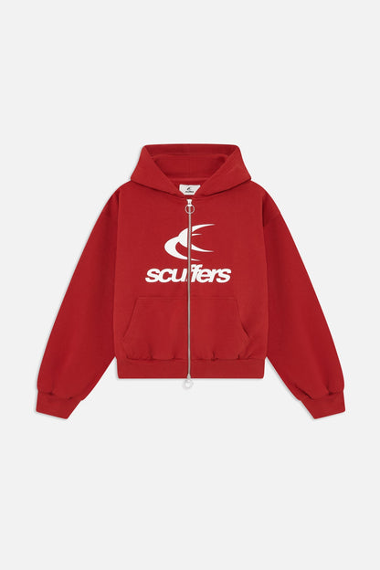 Logo Red Zipped Hoodie